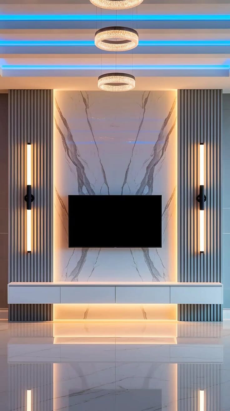 Media Wall & Feather Walls project by Lasani Interior Decor in Bahawalpur